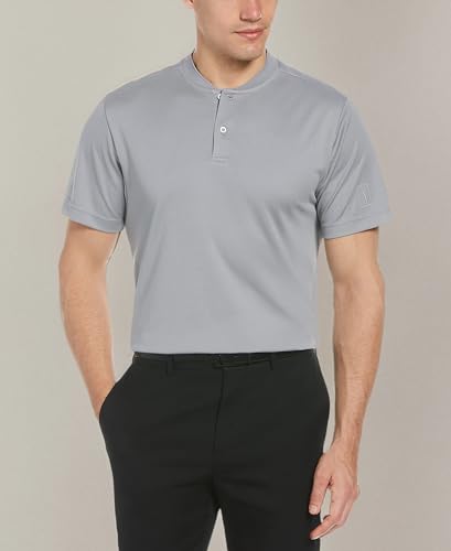 PGA TOUR Men's Pique Short Sleeve Golf Polo Shirt with Casual Collar, Sleet, 3X Large