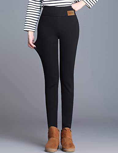 Yeokou Womens Warm Sherpa Fleece Lined Leggings High Waisted Stretchy Thick Skinny Pants(Grey(Skinny)-M)