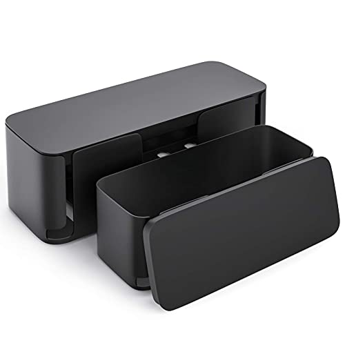 YECAYE 2 Pack Cable Management Box,Large & Medium Cable Organizer Box for Safe Home & Office Space, Child & Pet Proof Cord Organizer for Desk,Cover for Wires & Power Strips,Desk & Floor Tidy Solution