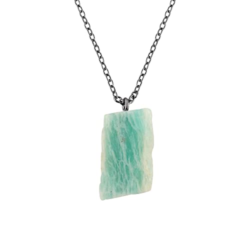 TGH Raw Ruby Zoisite Stone Pendant Necklace, Crystal Pendant 10-20 mm, Necklace for Women, Raw Crystal Jewelry, 16 + 2 Inches Adjustable Black Plated Chain (Ruby Zoisite)
