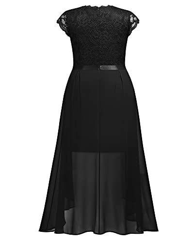 Miusol Women's Plus Size Formal Floral Retro Lace Elegant Bridesmaid Party Maxi Dress Black
