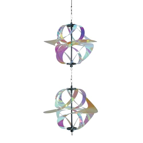 In the Breeze 2480 — Iridescent Double Vortex Spinner — Mesmerizing and Colorful Hanging Wind Spinner…