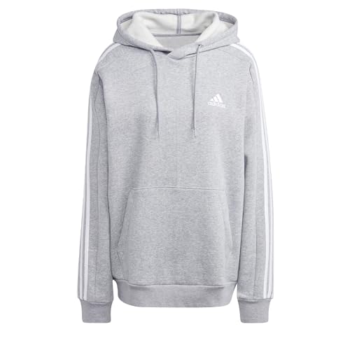 adidas Men's Essentials Fleece 3-stripes Hoodie, Medium Grey Heather, 3X-Large Tall