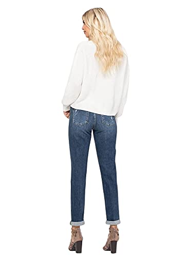 Judy Blue Destroyed Cuffed Mid-Rise Slim Fit Jeans! Cuffed Or Uncuffed. Be You! (Style: 82204) (13) Blue