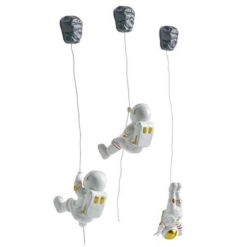 XGZY Climbing Astronaut Wall Decor: 3 Pcs Astronaut Figurine Hanging Decoration Outer Space Theme Decor for Home Decor 3D Wall Decor for Bedroom Kids Room Christmas Gift for Kids