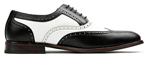 Ferro Aldo Arthur MFA139001D Mens Wingtip Two Tone Oxford Black and White Spectator Dress Shoes