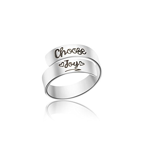 Yiyang Silver Ring for Women Wrap Twist Handstamp Jewelry Gifts for Her