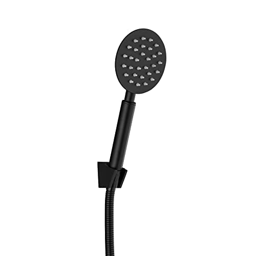 Heyalan Shower Wand Handheld Showerhead Wand Spray High Pressure Flow Brushed Nickel 1 Mode Hand Held Round SUS304 Sprayer Bathroom High Powerful Single Function Shower Head Bracket&Water Hose Include