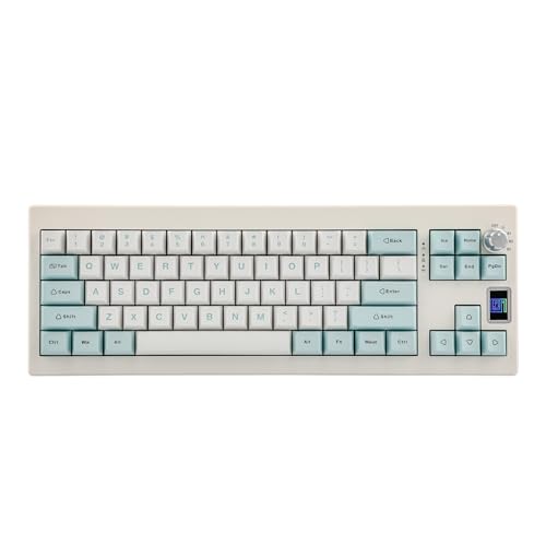 EPOMAKER Shadow-X Gasket Mechanical Keyboard with Screen, Hot Swappable 3 Modes (2.4ghz/Bluetooth/USB-C Wired) Wireless Gaming Keyboard, Poron Foam, Silicon Pad (White Blue, Wisteria Linear Switch)