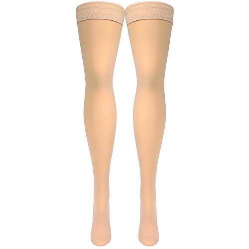 Truform Sheer Compression Stockings, 20-30 mmHg, Women's Thigh High Length, 30 Denier, Beige, Small