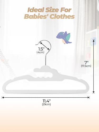 HOUSE DAY Premium Baby Velvet Hangers 20 Pack for Kids, Non Slip Baby Clothes Hangers for Closet, 11 Inch Children's Hanger Space Saving on Baby Organization, Gray