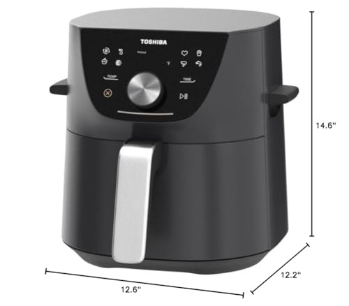 Toshiba 5.5QT Air Fryer with Heat-Q Technology, Quick and Easy Meals, 8 Preset Menus and Menu-IQ Function, 1-Degree Fahrenheit Precision, 90% Less Oil, Double-Sided Handles