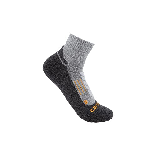 Carhartt Men's Midweight Synthetic-Merino Wool Blend Trail Crew Sock, Granite Heather, Large