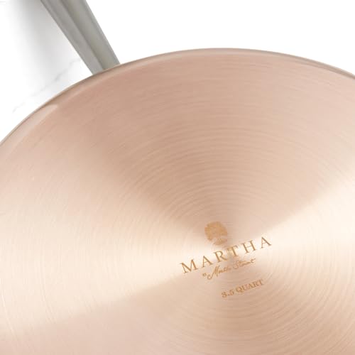 Martha Stewart Martha 3.5-Quart Stainless Steel Straight Sided Saute Pan w/Lid - Copper Exterior/Satin Interior