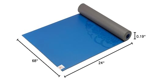 Gaiam Dry-Grip Yoga Mat - 5mm Thick Non-Slip Exercise & Fitness Mat for Standard or Hot Yoga, Pilates and Floor Workouts - Cushioned Support, Non-Slip Coat - 68 x 24 Inches - Blue