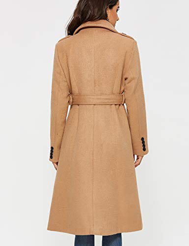 Escalier Womens Wool Coat Double Breasted Pea Coat Winter Long Trench Coat with Belt Camel S