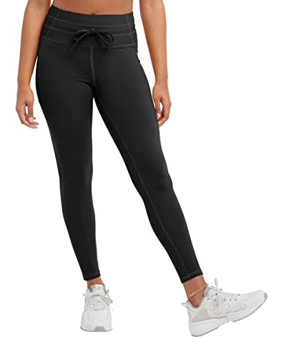 Champion, Soft Touch, Moisture Wicking, Drawcord Leggings for Women, 25", Black, Small