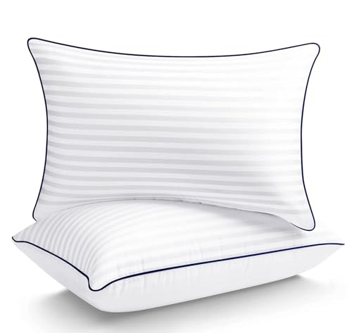 SEMZSOM Hotel Pillows for Sleeping Standard Size Set of 2, Soft Down Alternative Pillow for Side, Back or Stomach Sleeper, Light Grey