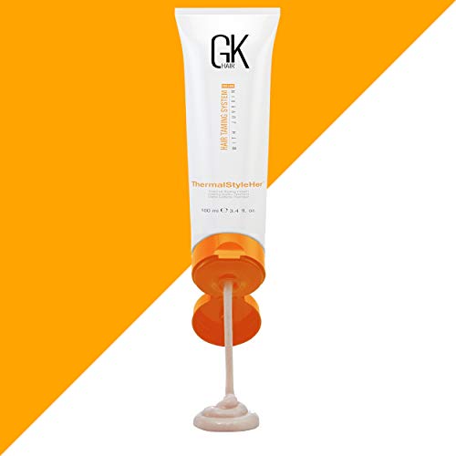 GK HAIR Global Keratin ThermalStyleHer Hair Cream (3.4 Fl Oz/100ml) - Thermal Styling Blow Dry Heat Protectant Cream - Anti Frizz Damage Protection Styling Cream for All Hair Types