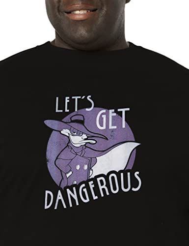 Disney Big Darkwing Duck Get Dangerous Men's Tops Short Sleeve Tee Shirt, Black, Large Tall