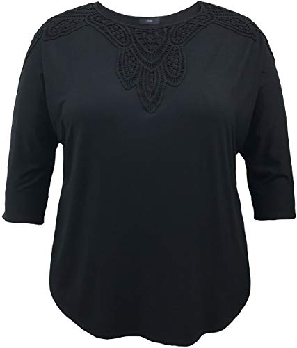 LEEBE Women’s Plus Size Round Neck Crochet 3/4 Sleeve Top (1X-5X) (2X, Teal)