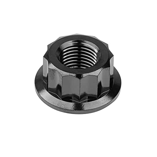 Wanyifa Titanium M5 M6 M10 M12 12-Point Flange Nut for Motorcycle Car Modification Pack of 6 (M5, Black)
