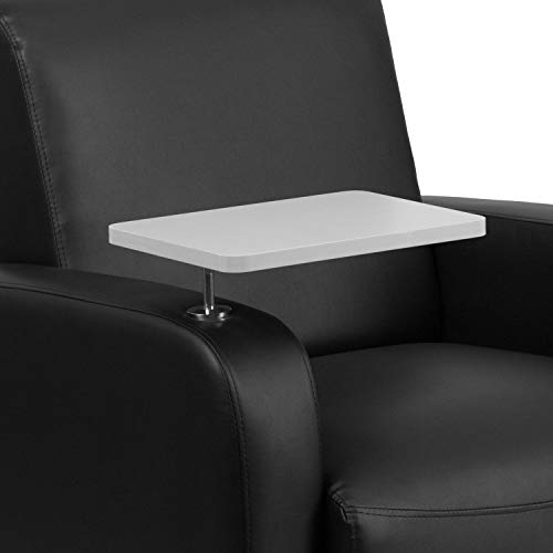 Flash Furniture George LeatherSoft Guest Chair with Tablet Arm and Cup Holder, Upholstered Tablet Arm Chair for Offices and Waiting Rooms, Black