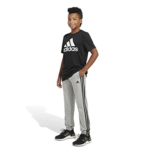 adidas Boys' Toddler Elastic Waistband Essentials French Terry 3-Stripe Jogger, Medium Grey Heather, 3T
