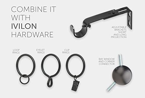 Ivilon Square Designed Style Window Side Curtain Rod, 1 1/8 inch Diameter. 16 to 28 Inch - Black