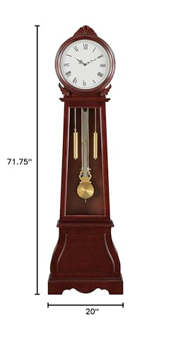 Coaster Home Furnishings Grandfather Clock with Chime Brown Red, 9"D x 20"W x 71.75"H