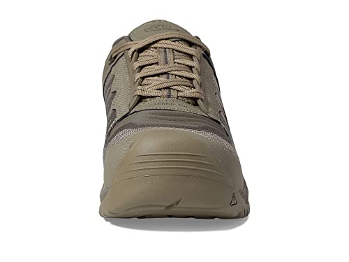 KEEN Utility Men's Reno Low Height Composite Toe Flexible Waterproof Athletic Work Shoes, Brindle/Morel, 10
