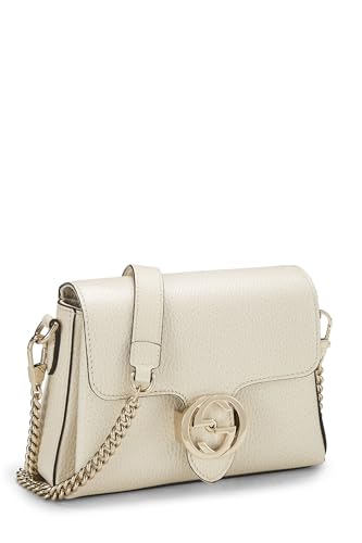 Gucci, Pre-Loved White Leather Interlocking Shoulder Bag Small, White