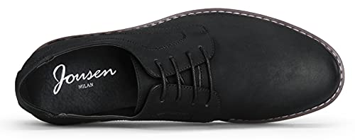 Jousen Men's Dress Shoes Plain Toe Suede Oxford Casual Business Dress Shoes Classic Formal Derby Shoes (AMY622 Black 9)