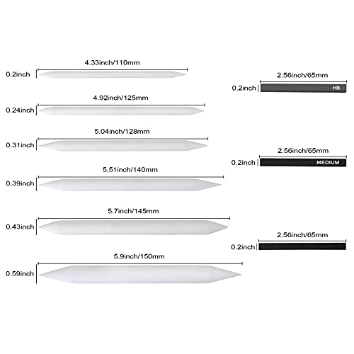 STAPENS Woodless Pencil Set, 6 Pcs Woodless Colored Pencils, 3 Pcs Woodless Charcoal Pencils and 3Pcs Woodless Graphite Pencils (12 Pcs)