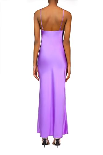 Rodarte, Purple Silk Satin Bias Dress With Ruched Bust And Silk Flower Detail, 2, Purple