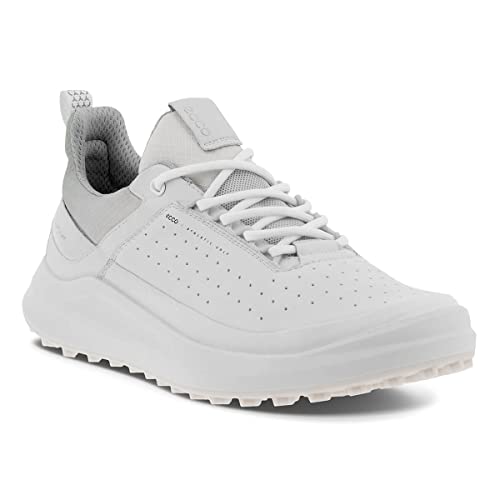 ECCO Women's CORE Hydromax Waterproof Golf Shoe, White/White/ICE Flower/Delicacy, 5-5.5