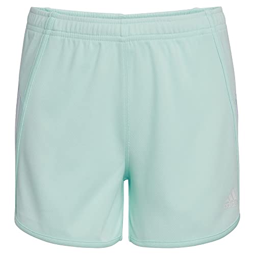 adidas Girls' Little Elastic Waistband 3 Stripe Mesh Short, Medium Pink, 6