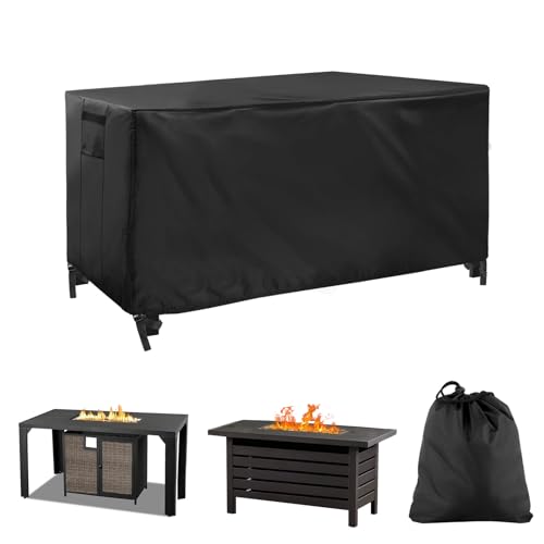 Fire Pit Cover - 48"Lx30"Wx35"H Outdoor Patio Rectangle Gas Firepit Table Protector, Outside Waterproof Weather Proof Heavy Duty PVC Coating Oxford Cloth