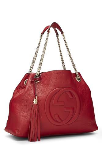 Gucci, Pre-Loved Red Leather Soho Chain Tote, Red