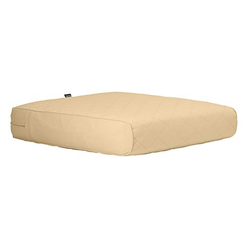 Classic Accessories Montlake FadeSafe FadeSafe Water-Resistant 21 x 20 x 4 Inch Wide Back Lounge Quilted Cushion Cover, Chamomile