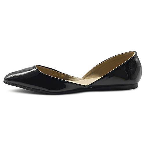 Ollio Women's Shoes Patent Leather Slip On Comfort Light Pointed Toe Ballet Flats F110 (6 B(M) US, Lilac)