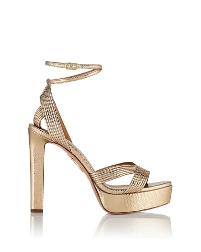 Aquazzura Ari Sandal Plateau 120, Soft Gold, 9.5