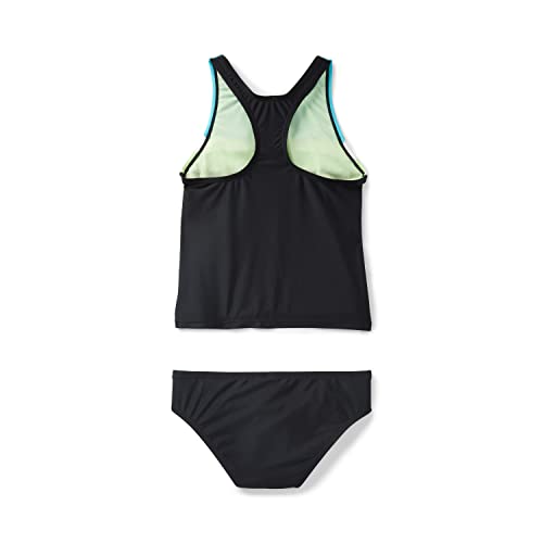 Speedo Girls' Standard Swimsuit Two Piece Tankini Thick Strap, Anthracite, 7