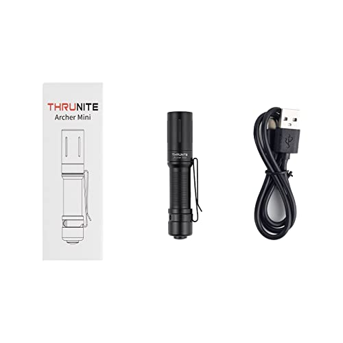 ThruNite EDC Flashlight Archer Mini, 405 Lumen Tail Switch LED Flashlight, USB C Rechargeable Little Pocket Penlight for Camping, Outdoor, and Emergency - Neutral White