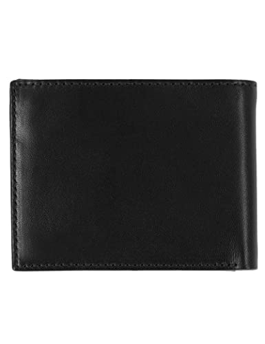Steve Madden Men's Leather Wallet Extra Capacity Attached Flip Pockets, Black (Glove), One Size