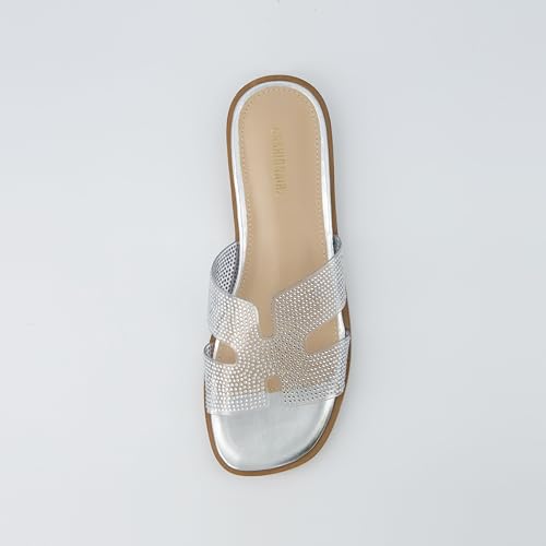 CUSHIONAIRE Women's Voyage slide sandal +Memory Foam, Wide Widths Available, White 12 W