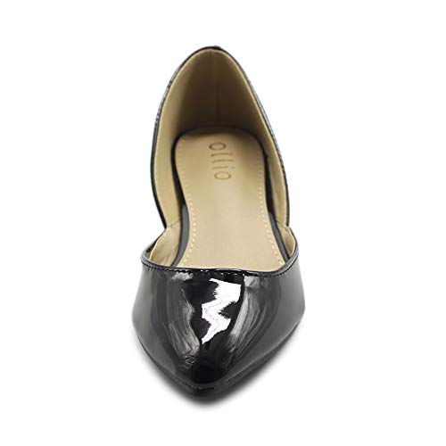 Ollio Women's Shoes Patent Leather Slip On Comfort Light Pointed Toe Ballet Flats F110 (6 B(M) US, Lilac)