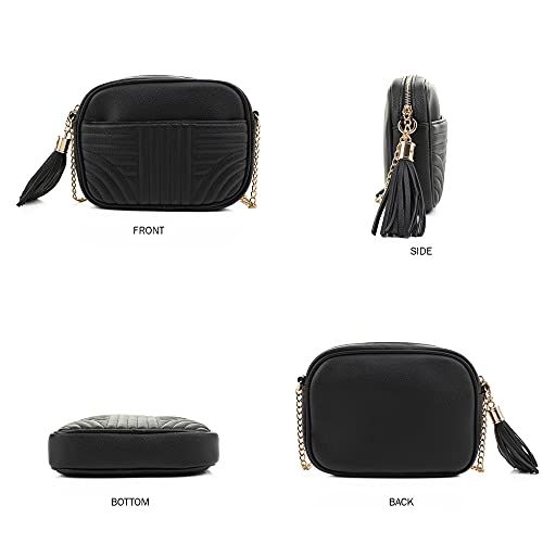 EVVE Quilted Crossbody Bags for Women - Stylish Camera Bag with Tassel - Lightweight Medium Size Shoulder Purse | Sand