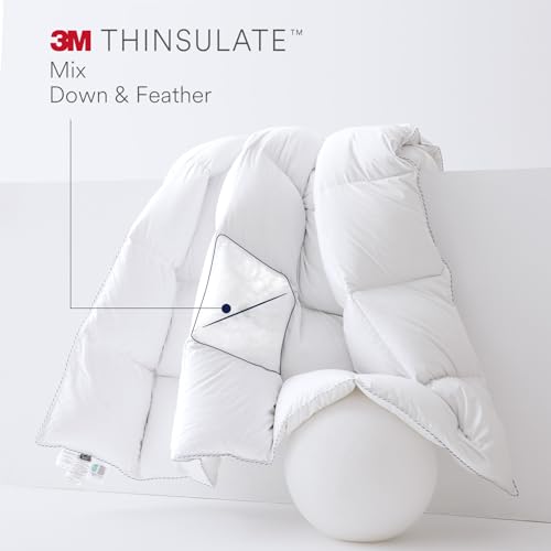 Acrafsman 3M Thinsulate Feather Down Duvet Insert Twin Comforter, All Season Twin Down Comforter, Bed Comforter White 68x90 Inches