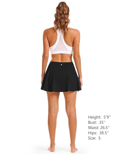 Stelle Women Tennis Golf Skirts High Waisted with Pockets Inner Shorts for Athletic Skorts Sports Running Pickleball (OB,M)